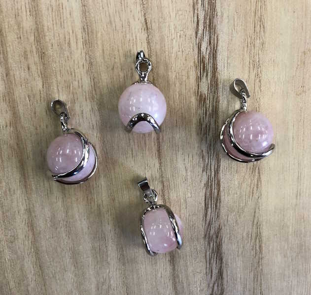 Colgante Bola Cuarzo Rosa